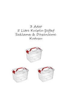 3 Adet Şeffaf Plastik Kulplu Saklama Ve Düzenleme Kutusu 5 Litre 3 Adet Şeffaf Plastik Kulplu Saklama Ve Düzenleme Kutusu 5 Litre
