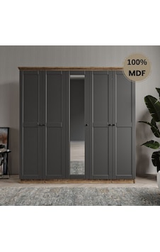 Dali 5 Kapılı Mdf Country Gardırop Antrasit Dali 5 Kapılı Mdf Country Gardırop Antrasit