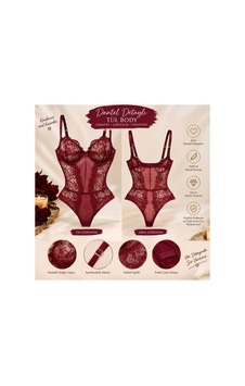 Love Secret Dantel Detaylı Bodysuit Bordo