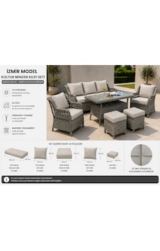 Rattan Bahçe Ve Balkon Takımı 3+1+1 Minder Kılıfı Seti Açık Gri Rattan Bahçe Ve Balkon Takımı 3+1+1 Minder Kılıfı Seti Açık Gri
