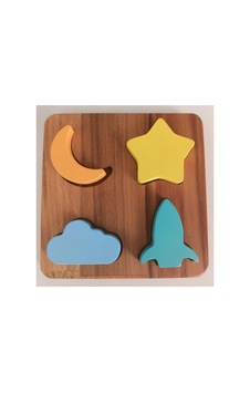 Montessori Uzay Macerası Ahşap Şekil Eşleştirme Oyuncağı