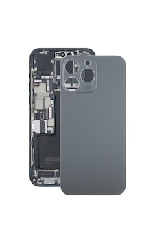 Rogfer Apple Uyumlu iPhone 15 Pro Max İçin Cam Pil Arka Kapağı Siyah Siyah Siyah