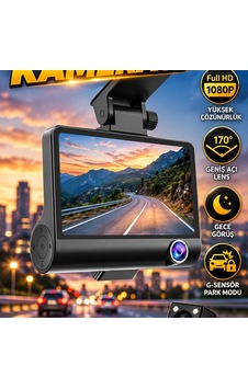 Full Hd 1080p Çift Kameralı Araç Kamerası 170 Geniş Açı, Gece Görüş, G-sensör Ve Park Modu Full Hd 1080p Çift Kameralı Araç Kamerası 170 Geniş Açı, Gece Görüş, G-sensör Ve Park Modu