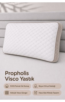 Propholis Klimalı Ortopedik Baş Boyun Destekli 40x60x15 Tombul Visco Visko Yastık - 1 Adet Beyaz Propholis Klimalı Ortopedik Baş Boyun Destekli 40x60x15 Tombul Visco Visko Yastık - 1 Adet Beyaz