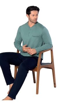 Melodi 18009 %100 Pamuk Uzun Kol Erkek Pijama Takımı Yeşil