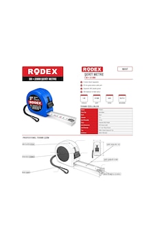Rodex 5 Metre 25 Mm Mavi Şerit Metre 5 M Rodex 5 Metre 25 Mm Mavi Şerit Metre 5 M