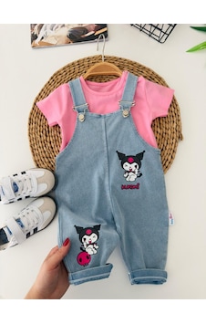 Miniğimin Cicileri Krm Baskılı Unisex Bebek Salopet Takım - Pembe Miniğimin Cicileri Krm Baskılı Unisex Bebek Salopet Takım - Pembe