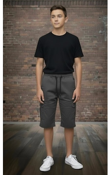 Black Steel Garson Boy Erkek Komando Kapri Füme