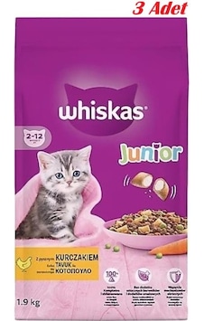 Whiskas Junior Tavuklu Yavru Kuru Kedi Maması 1.9 Kg 3 Adet Whiskas Junior Tavuklu Yavru Kuru Kedi Maması 1.9 Kg 3 Adet