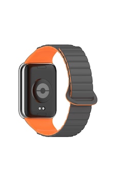 Xiaomi Mi Band 8 Pro Silikon Kordon Omsy Krd-105 Strap Kayış-gri-turuncu Xiaomi Mi Band 8 Pro Silikon Kordon Omsy Krd-105 Strap Kayış-gri-turuncu