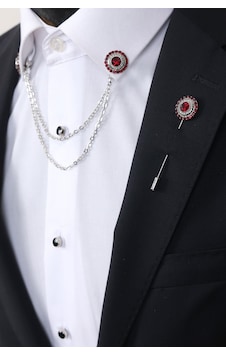 Esgue Kırmızı Taşlı Gömlek Yaka & Uzun İğneli Taşlı Broş Esgue Kırmızı Taşlı Gömlek Yaka & Uzun İğneli Taşlı Broş