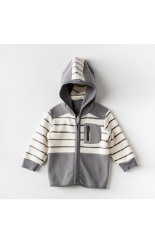 Andywawa Little Zebra Bebek Ceketi AC24157 Ekru - Gri