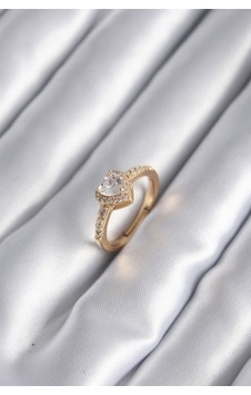 Pirinç Gold Renk Zirkon Taşlı Kalp Charm Model Kadın Yüzük Çok Renkli 12568074 Pirinç Gold Renk Zirkon Taşlı Kalp Charm Model Kadın Yüzük Çok Renkli 12568074