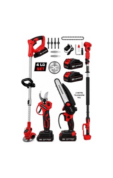 Schutzenger RN812 Teleskopik Kol 4 Lü Set Şarjlı Budama Testere Hızar Çim Biçme Makinesi Budama Makası 30MM Kırmızı Schutzenger RN812 Teleskopik Kol 4 Lü Set Şarjlı Budama Testere Hızar Çim Biçme Makinesi Budama Makası 30MM Kırmızı