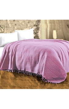 Çapa Home Pembe Pamuklu Tek Kişilik Püsküllü Pike 180X240 Cm