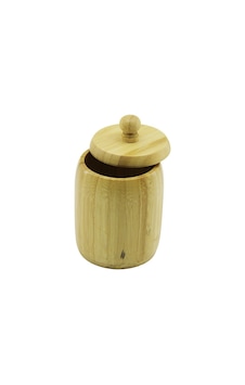 Lunaev No-8 Ahşap - Bambu Şekerlik Kapaklı Çap: 7.5 Cm Derinlik: 8.5 Cm Açık Kahverengi