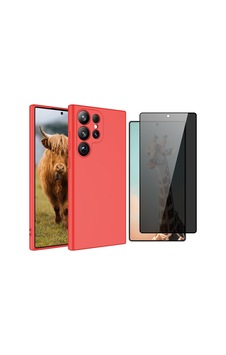 Vendas Galaxy S25 Ultra Uyumlu Kılıf Zore Mara Lansman Kapak + Hayalet Cam Ekran Koruyucu Kırmızı