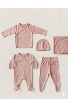 Ciccim Baby 5li Zıbın Seti Tulumlu Modal Somon Pembe Ciccim Baby 5li Zıbın Seti Tulumlu Modal Somon Pembe