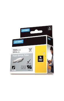 Dymo Rhinopro Isıyla Küçülen Şerit 19Mmx1.5M Beyaz Siyah 18057