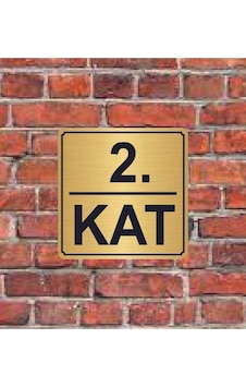 2. Kat Yazılı Metal Yönlendirme Levhası 15x15 Cm Altın