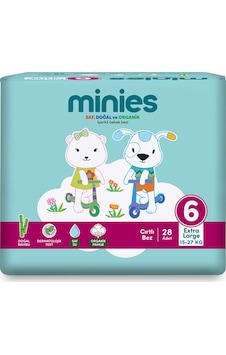 Minies Bebek Bezi Extra Large 6 Beden 15-27 Kg 28'li 8'li Paket Minies Bebek Bezi Extra Large 6 Beden 15-27 Kg 28'li 8'li Paket