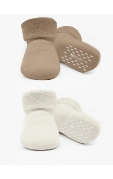 Bisyle Bistyle Çorap Soket Havlu 2li Kaymaz Basic Boy Bej - Natural Bej - Ekru