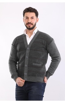 Kzctekstil Erkek Baba Triko Örgü Çift Cepli Akrilik Klasik Fit Düğmeli Hırka Gri Kzctekstil Erkek Baba Triko Örgü Çift Cepli Akrilik Klasik Fit Düğmeli Hırka Gri