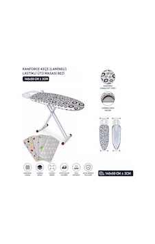 Zvnm Ranforce Keçe Ütü Masası Bezi - Lastikli - Lamineli - 140x50 Cm Zcv12 Renkli