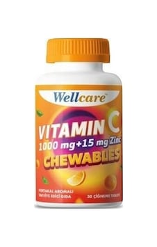 Wellcare Vitamin C 1000 Mg + 15 Mg Çinko Vitamin 30 Tablet Wellcare Vitamin C 1000 Mg + 15 Mg Çinko Vitamin 30 Tablet