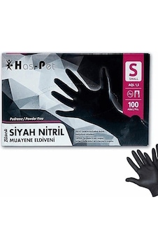 HasPet Pudrasız Eldiven Siyah 100'lü S HasPet Pudrasız Eldiven Siyah 100'lü S