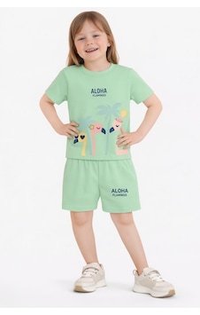 Name Baby & Kids Kız Çocuk Şortlu Yazlık Pijama Takımı Flamingo Temalı Nbk-6156 Mint