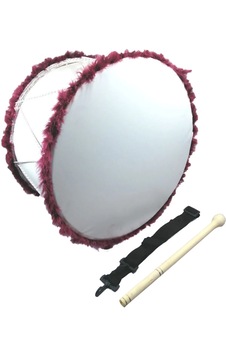Kına Davulu Kırmızı Ledli Pilsiz Bordo Tüylü 50cm Kına Davulu Kırmızı Ledli Pilsiz Bordo Tüylü 50cm