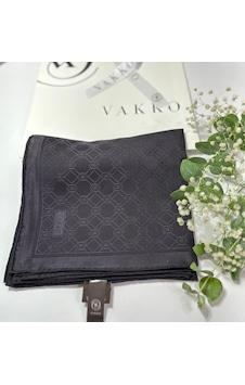 Vakko 90x90 Jakarlı Saf İpek Eşarp - 05493 - 68x200 / Antrasit Antrasit
