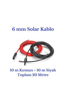 6 mm Mc4 Soketli 20 Metre (10m+10m) Güneş Paneli Solar Kablo 6 mm Mc4 Soketli 20 Metre (10m+10m) Güneş Paneli Solar Kablo