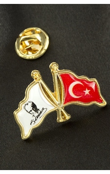 Ay - 915 - Yıldız Atatürk İmzalı Yaka - Glblseme - Rozet Sarı Ay - 915 - Yıldız Atatürk İmzalı Yaka - Glblseme - Rozet Sarı