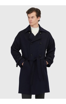 Ramsey Lacivert Oversize Fit Kruvaze Yaka Dokuma Palto Ramsey Lacivert Oversize Fit Kruvaze Yaka Dokuma Palto