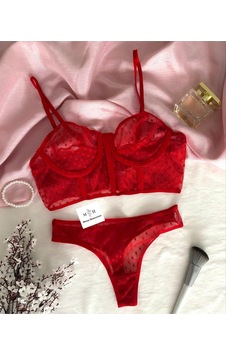 Mh Moony Homewears Premium Kırmızı Yarım Korse Bralet Takımı Kırmızı Mh Moony Homewears Premium Kırmızı Yarım Korse Bralet Takımı Kırmızı
