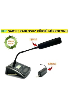 Uhf Telsiz Kablosuz Kürsü Mikrofonu Şarjlı-ışıklı-kaliteli Ses