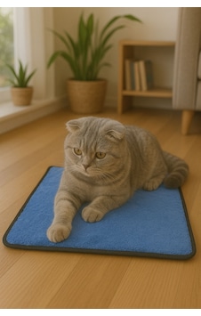 Yumuşak Dokulu Peluş Kedi Halısı 40x40 Cm Kulübe İçi Pofuduk Minder