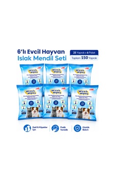 Biopet Active Wash Wipes Kedi Köpek Islak Mendil 6 Lı Set 150 Yaprak