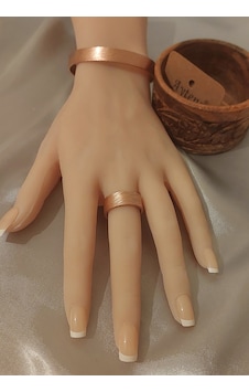 Minimal Tasarım 2'li Set Bakır Bileklik Ve Yüzük Seti Beyaz Minimal Tasarım 2'li Set Bakır Bileklik Ve Yüzük Seti Beyaz