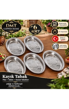 430 Kalite Krom Çelik 6 Adet İşlemeli Kayık Tabak 27 Cm El Yapımı Pilav Ve Salata Sunum Tabağı 430 Kalite Krom Çelik 6 Adet İşlemeli Kayık Tabak 27 Cm El Yapımı Pilav Ve Salata Sunum Tabağı