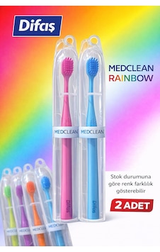Difaş Medclean Rainbow Diş Fırçası 2 Adet Orta Sert Renkli Yetişkin Diş Fırçası Seti Difaş Medclean Rainbow Diş Fırçası 2 Adet Orta Sert Renkli Yetişkin Diş Fırçası Seti