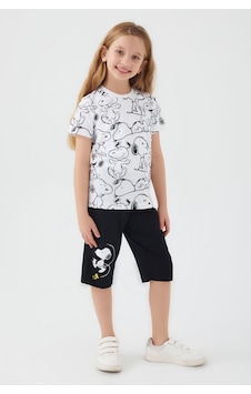Snoopy Sweet Cute Beyaz Kız Çocuk Kapri Takım Beyaz Snoopy Sweet Cute Beyaz Kız Çocuk Kapri Takım Beyaz