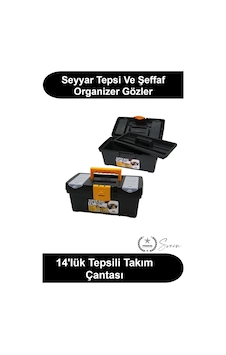 Takımçantası 14'lük 33 Cm Takım Çantası Seyyar Tepsili Organizerli Hırdavat Kutusu Dayanıklı Sert P
