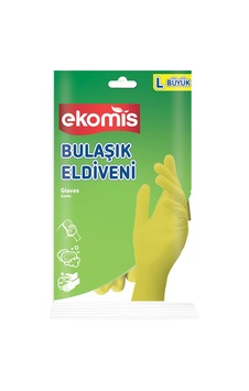 Büyük Boy Bulaşık Eldiveni L Beden Doğal Lateks Koruyucu Eldiven,