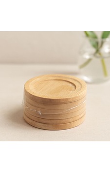 Bambu Ahşap Çay Tabağı 6'lı - 9.7 Cm Naturel