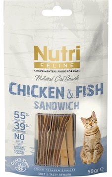 Nutri Feline Tahılsız Tavuk Etli ve Ton Balıklı Kedi Ödülü 50 G Nutri Feline Tahılsız Tavuk Etli ve Ton Balıklı Kedi Ödülü 50 G
