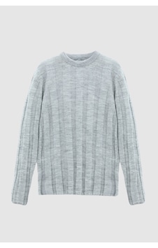 Twn Slim Fit Gri Rib Örgü Kazak 3ec063302441m 301