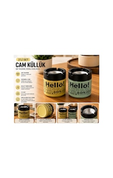 2 Li Renkli Cam Küllük Seti Hello Desenli Sarı Ve Açık Yeşil Dekoratif Küllük 2 Li Renkli Cam Küllük Seti Hello Desenli Sarı Ve Açık Yeşil Dekoratif Küllük